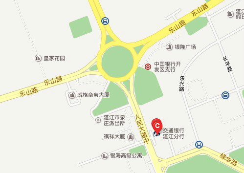 在三帆雕塑附近  建行大楼的旁边  地址:  湛江市人民大道中40号交行