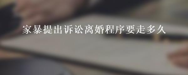 家暴提出诉讼离婚程序要走多久