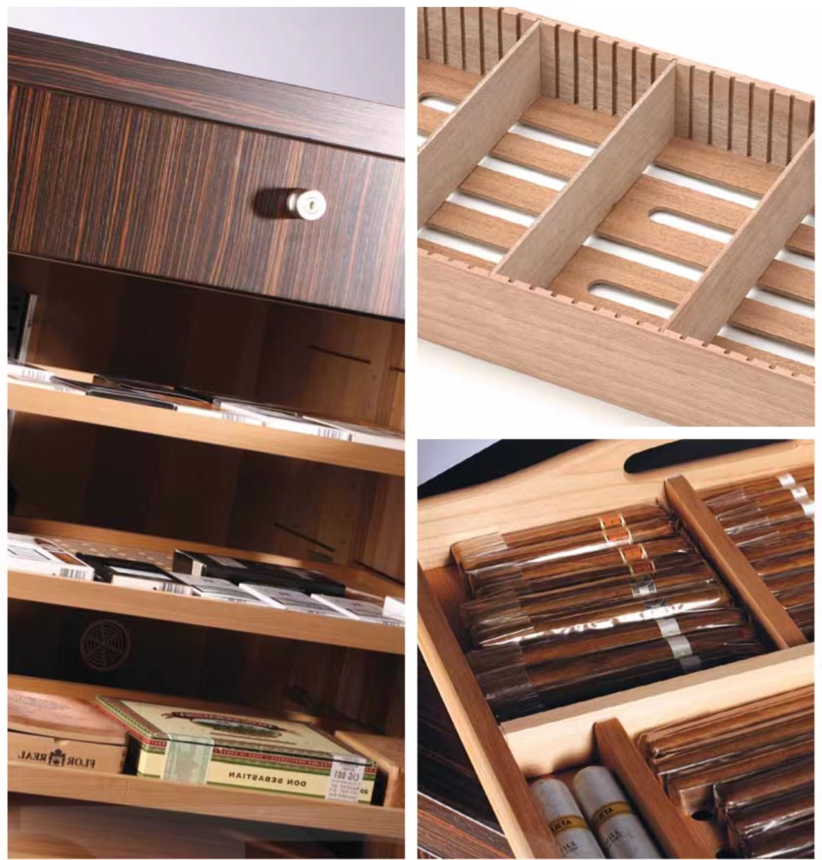 BRUNE雪茄柜 - 智能的湿度控制系统和可调节的储藏空间，适合不同品牌和尺寸的雪茄